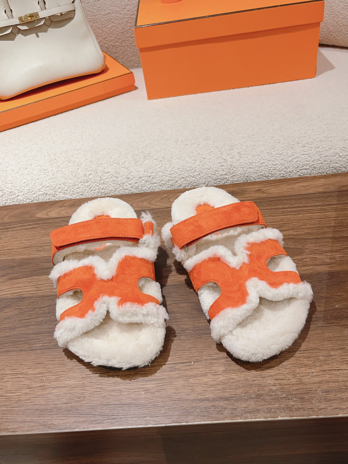Hermès Classic Unisex Wool Shearling Slides image 1
