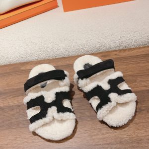 Hermès Classic Unisex Wool Shearling Slippers image 1
