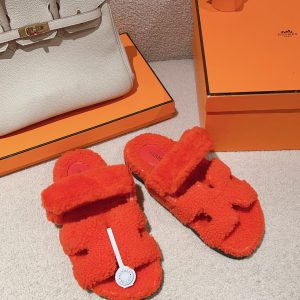 Hermès Classic Slide Sandals Unisex Autumn Winter Wool Slippers image 1