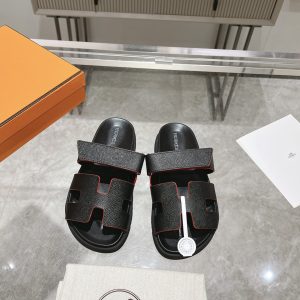 Herme* Ancone Genuine Leather Palm Grain Sandals image 1