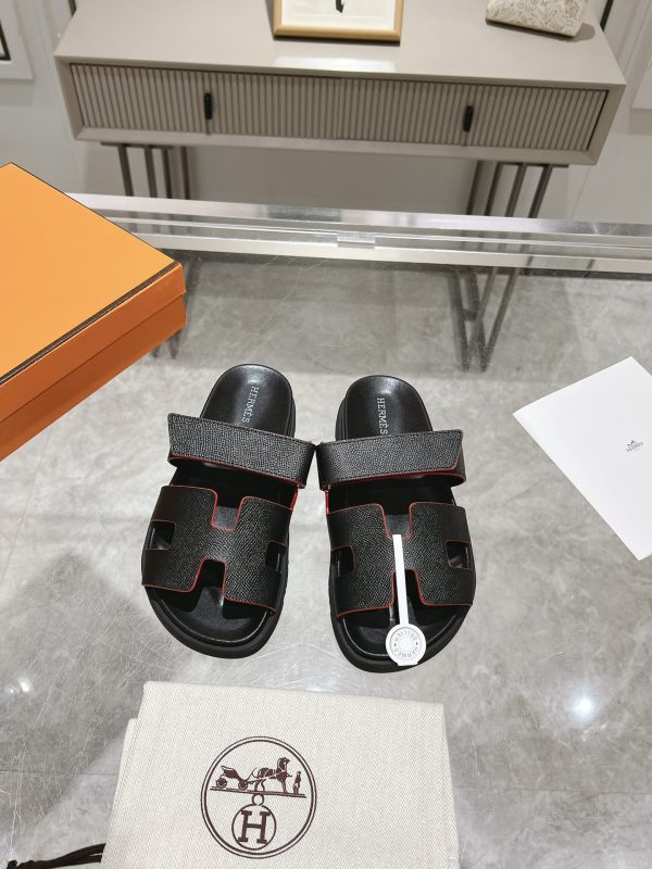 Herme* Ancone Genuine Leather Palm Grain Sandals image 1