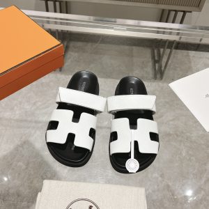Herme* Ancone Genuine Leather Palm Grain Slide Sandals image 1