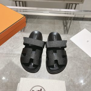Herme* Ancone Unisex Palm Grain Leather Slides image 1