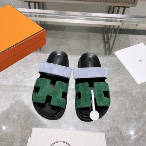 Colorblock Genuine Leather Platform Slide Sandals image 1