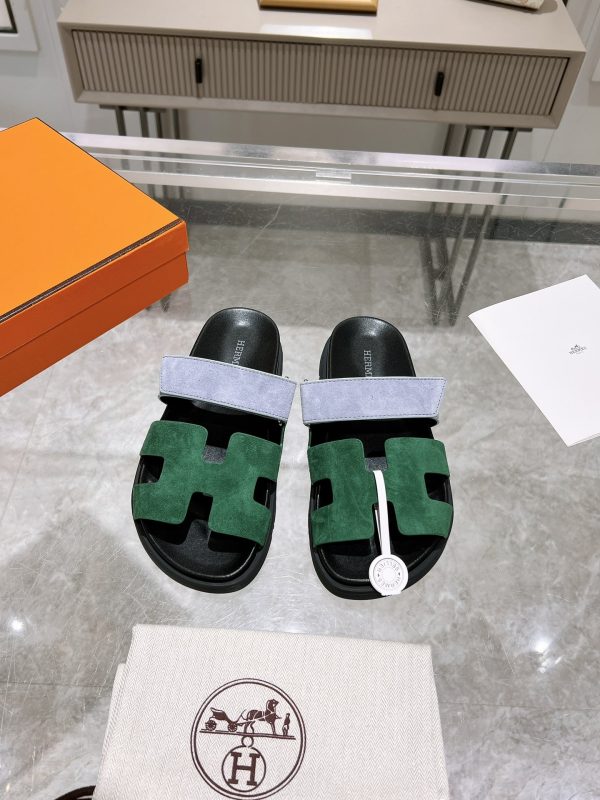 Colorblock Genuine Leather Platform Slide Sandals image 1