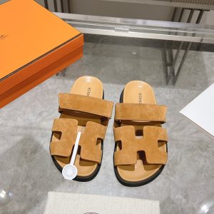 Herme* Ancone Solid-Color Sheep Suede Platform Slide Sandals image 1