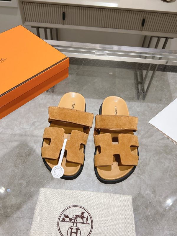 Herme* Ancone Solid-Color Sheep Suede Platform Slide Sandals image 1