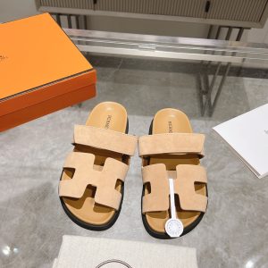 Herme* Ancone Solid-Color Suede Platform Slide Sandals image 1