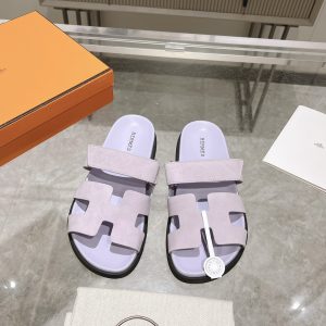 Solid-Color Sheepskin Leather Slide Sandals image 1