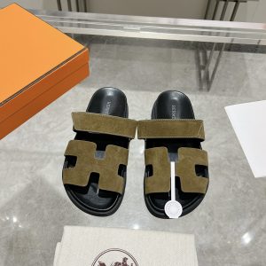 Unisex Monochrome Suede Genuine Leather Platform Slide Sandals image 1