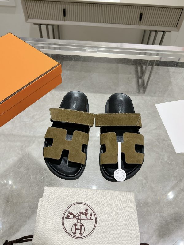Unisex Monochrome Suede Genuine Leather Platform Slide Sandals image 1