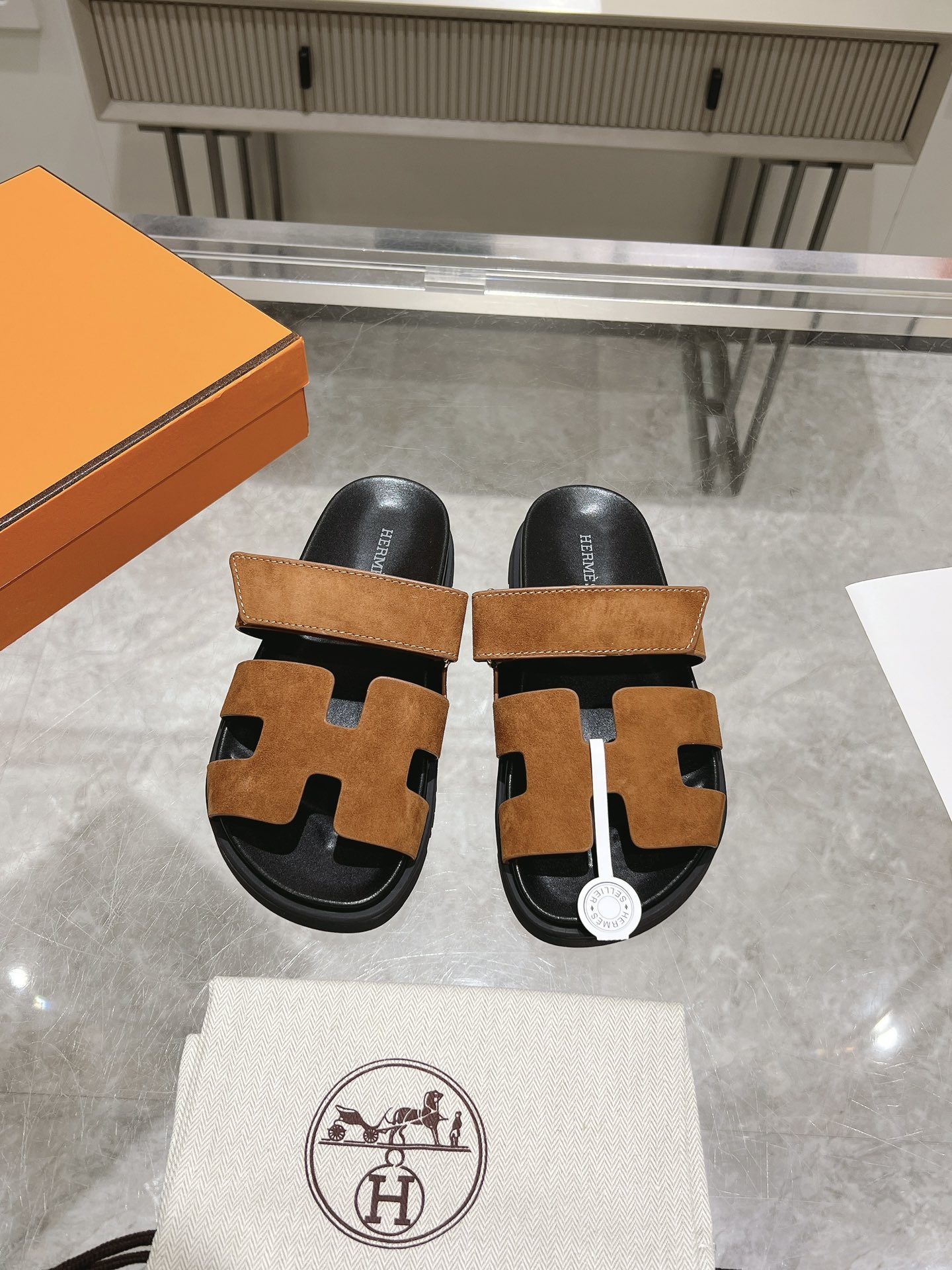 Monochrome Suede Slide Sandals image 1