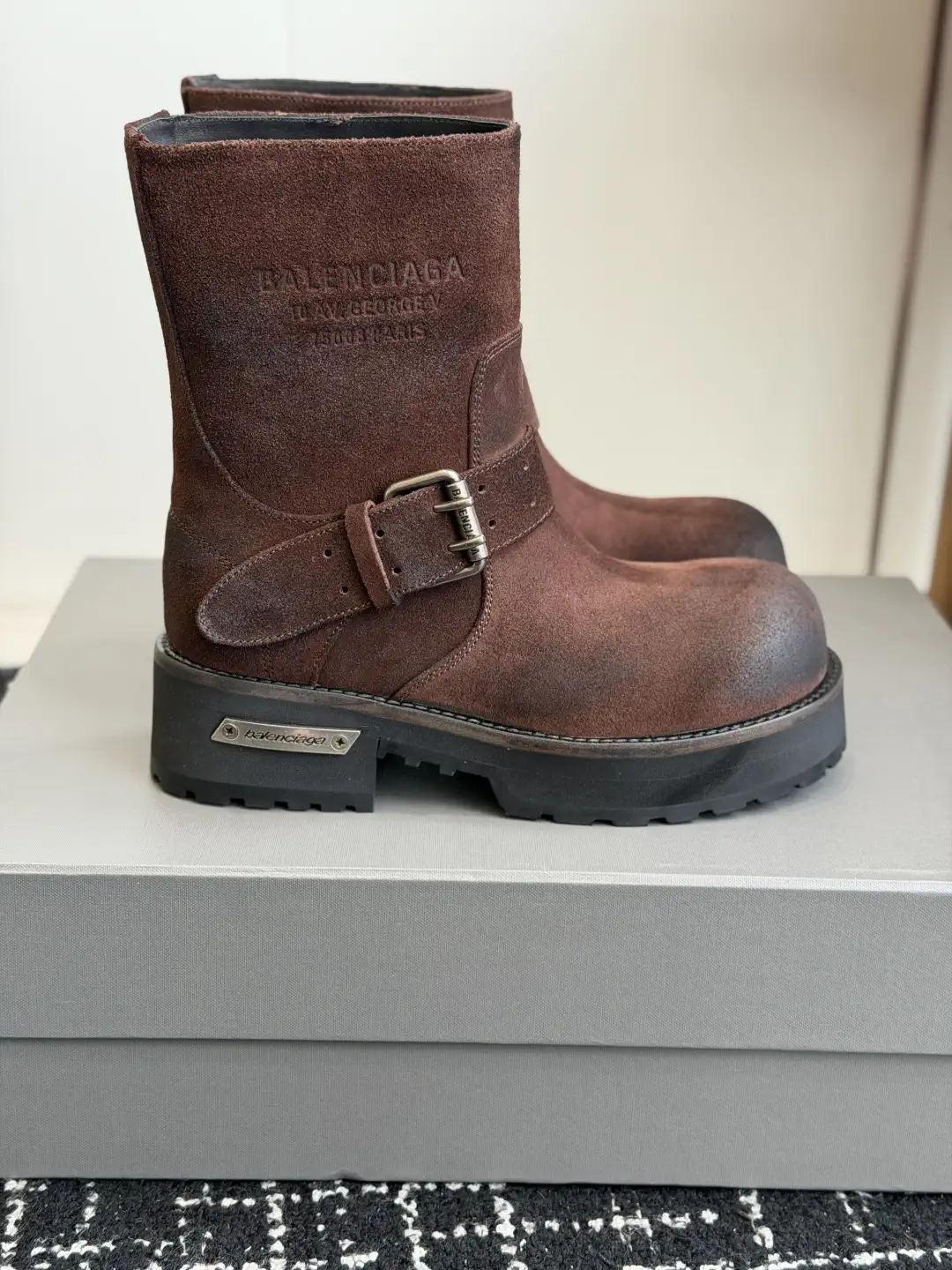 Balenciaga Distressed Buckle Ankle Boots image 1