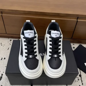CHANEL Black and White Casual Sneakers image 1