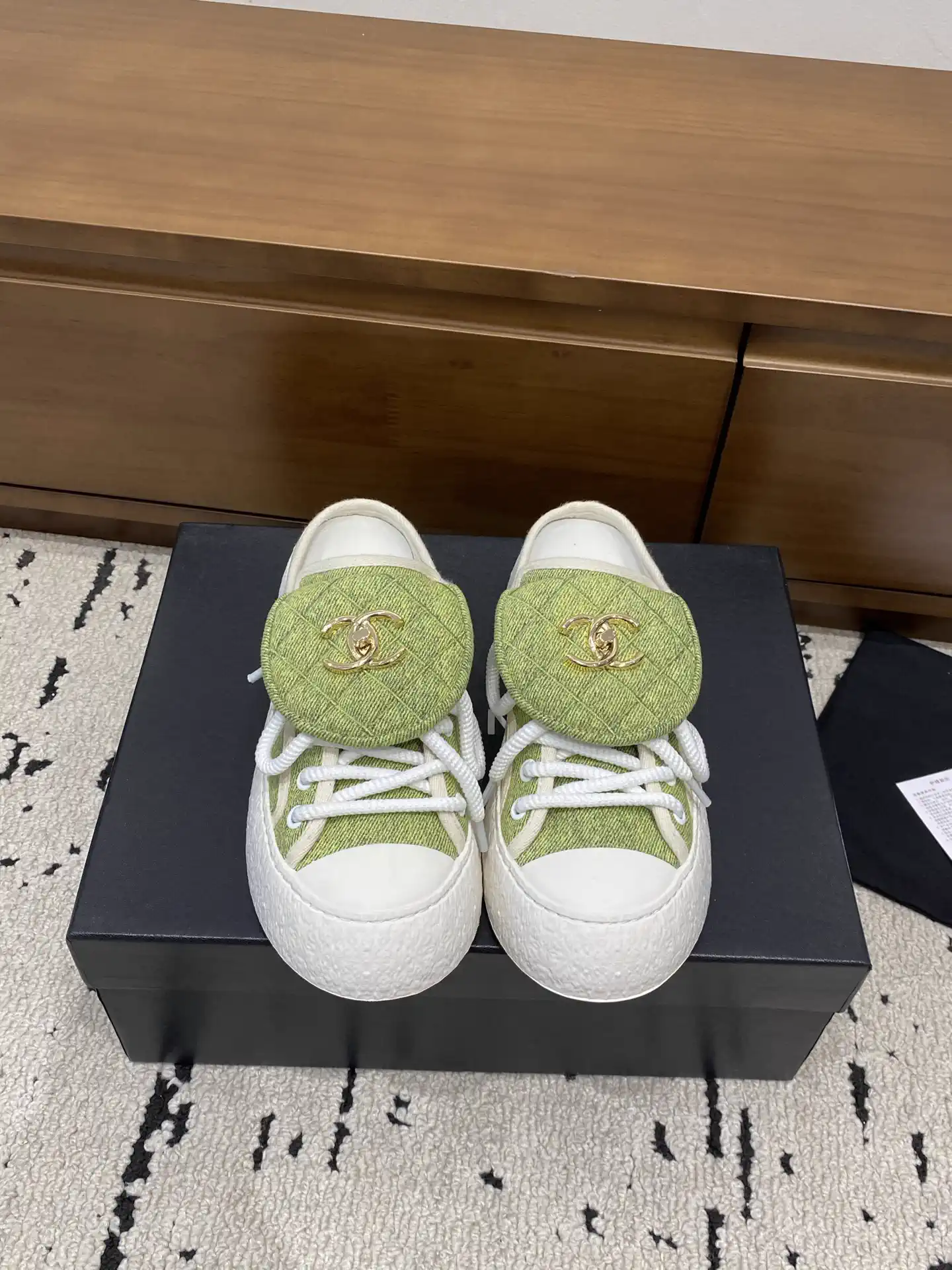 Green Quilted Turn-Lock Mule Sneakers image 1