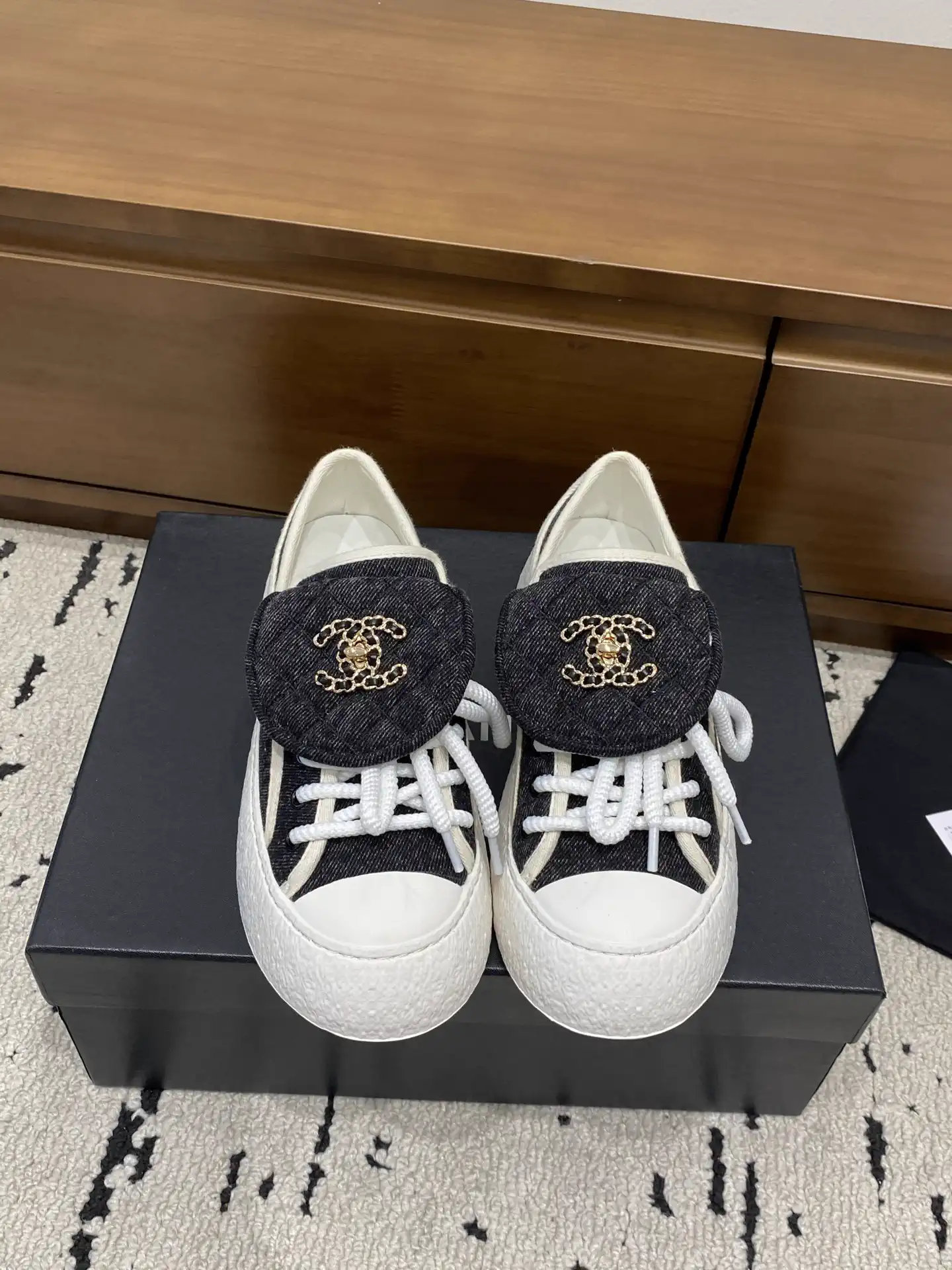 Quilted Flap Lace-Up Mule Sneakers image 1