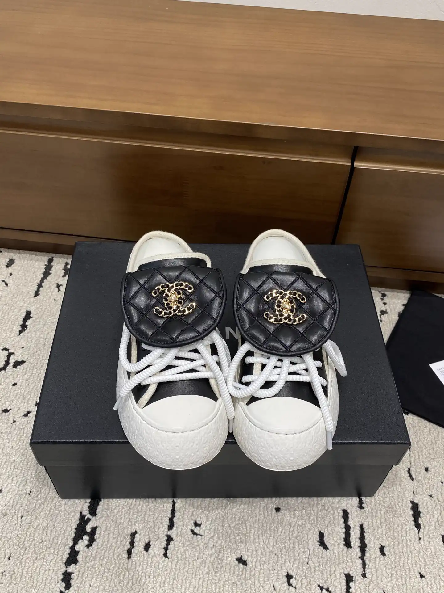Quilted Flap Lace-Up Mule Sneakers image 1