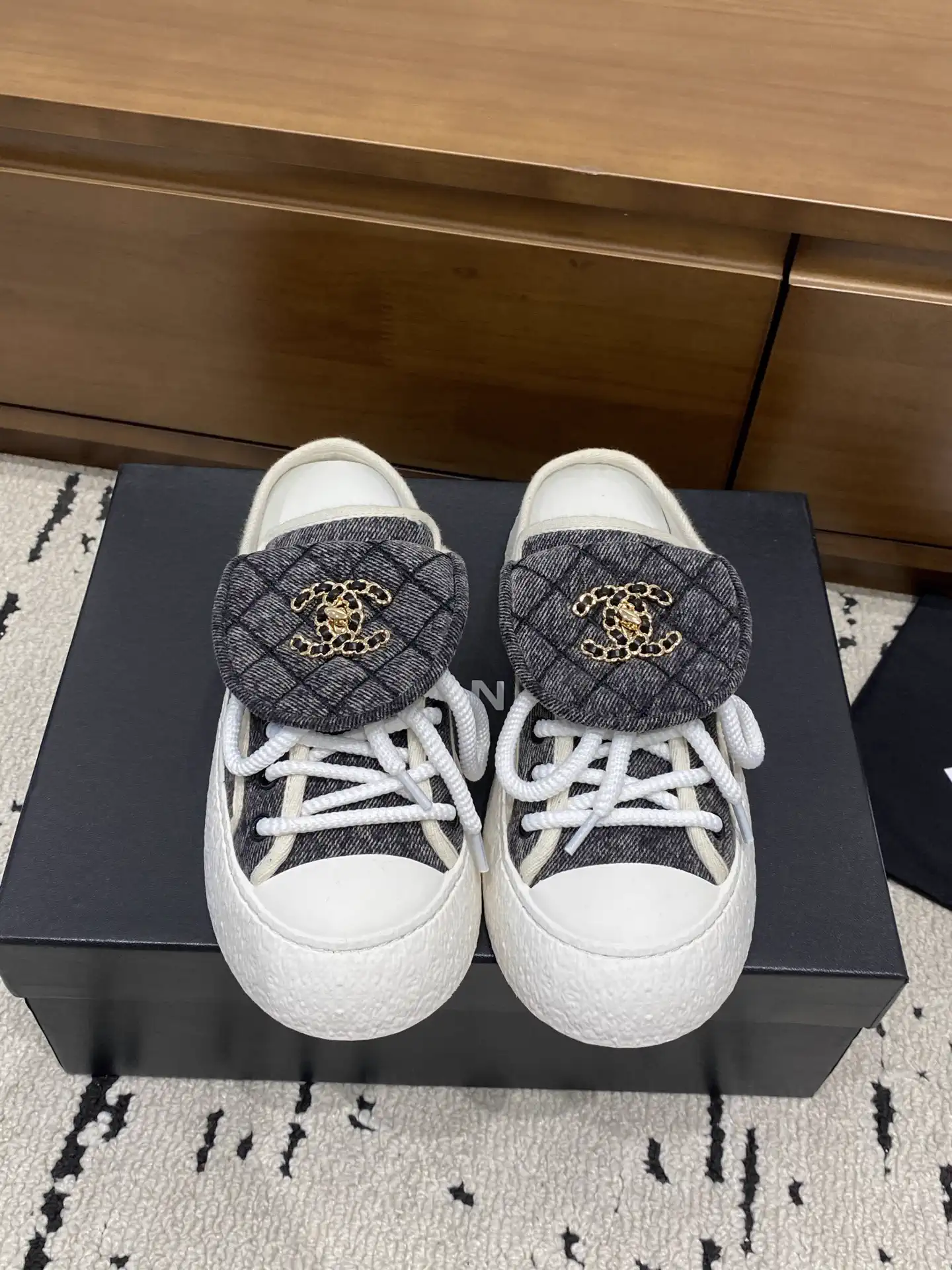 Quilted Flap Mule Sneakers with Turnlock Detail image 1