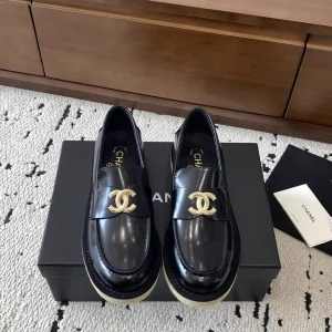 CHANEL Women's Loafers with Gold Hardware Buckle image 1