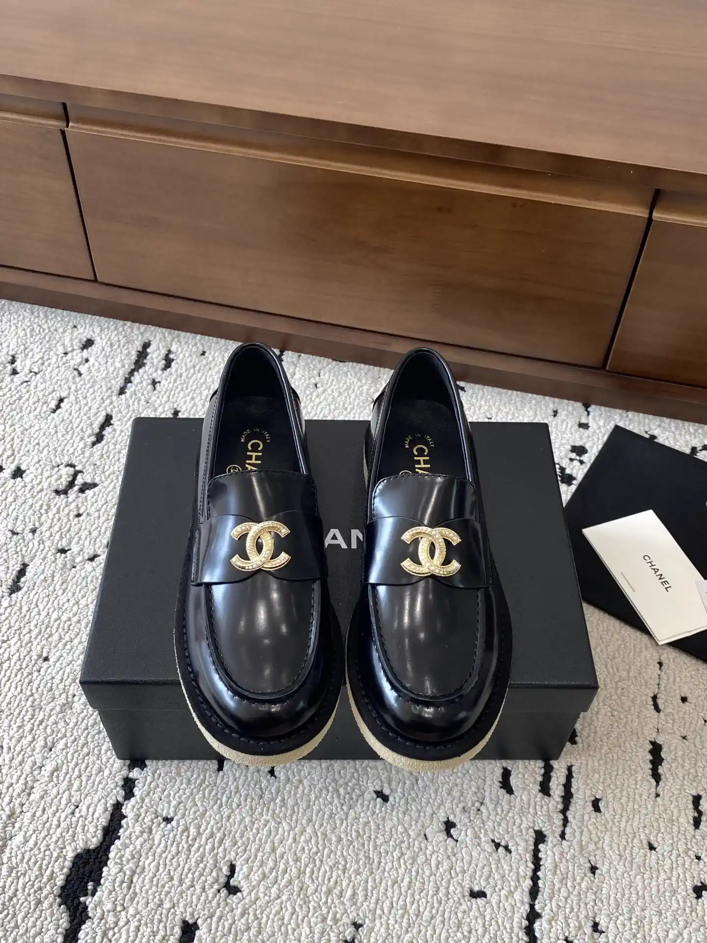 CHANEL Women's Loafers with Gold Hardware Buckle image 1