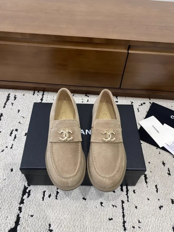 Suede Loafer Flats with Decorative Buckle image 1