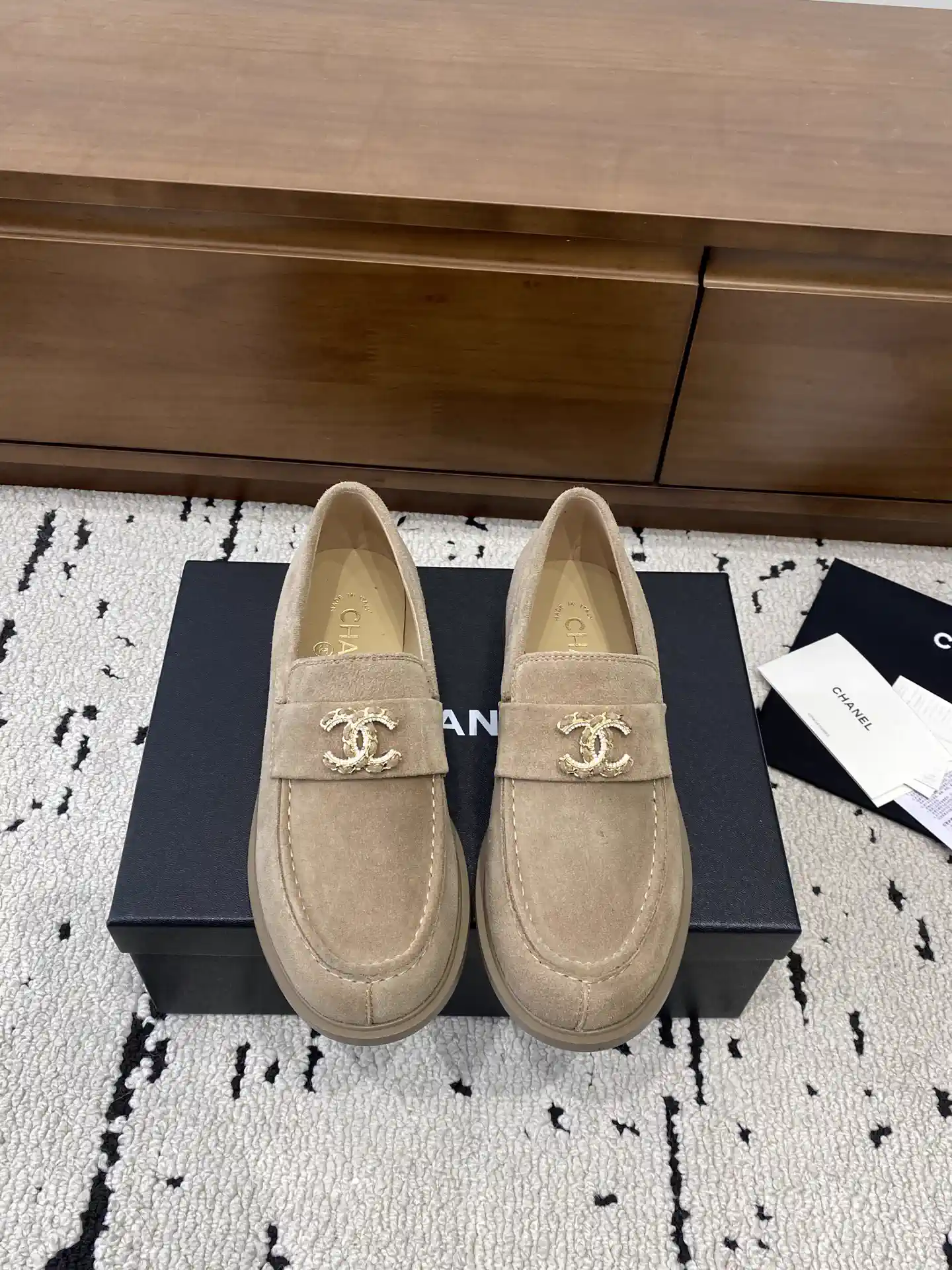 Suede Loafer Flats with Decorative Buckle image 1
