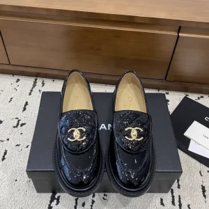 CHANEL Quilted Patent Leather Loafers with CC Logo image 1