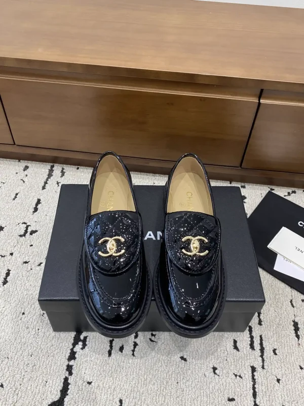 CHANEL Quilted Patent Leather Loafers with CC Logo image 1