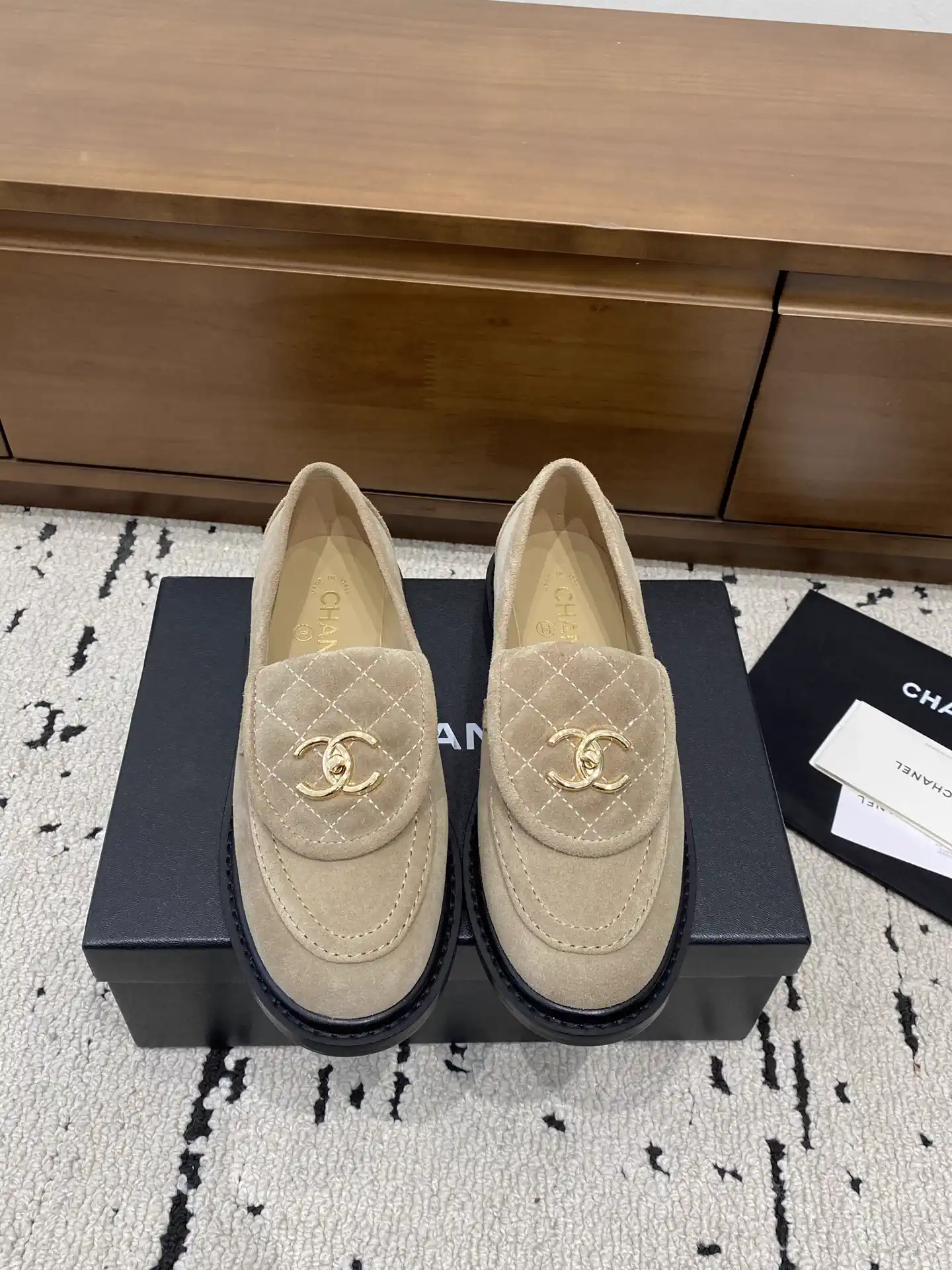 Suede Loafers with Gold-Tone Buckle image 1