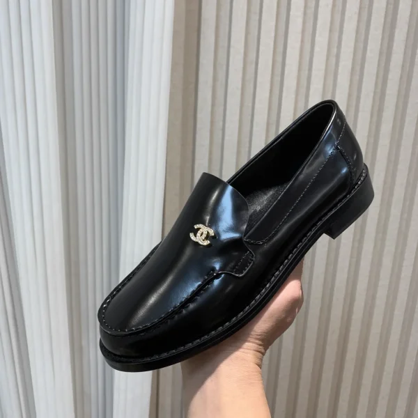 Rhinestone Buckle Leather Loafers image 1