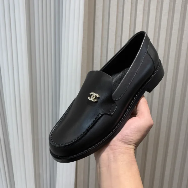Rhinestone Buckle Leather Loafers image 1