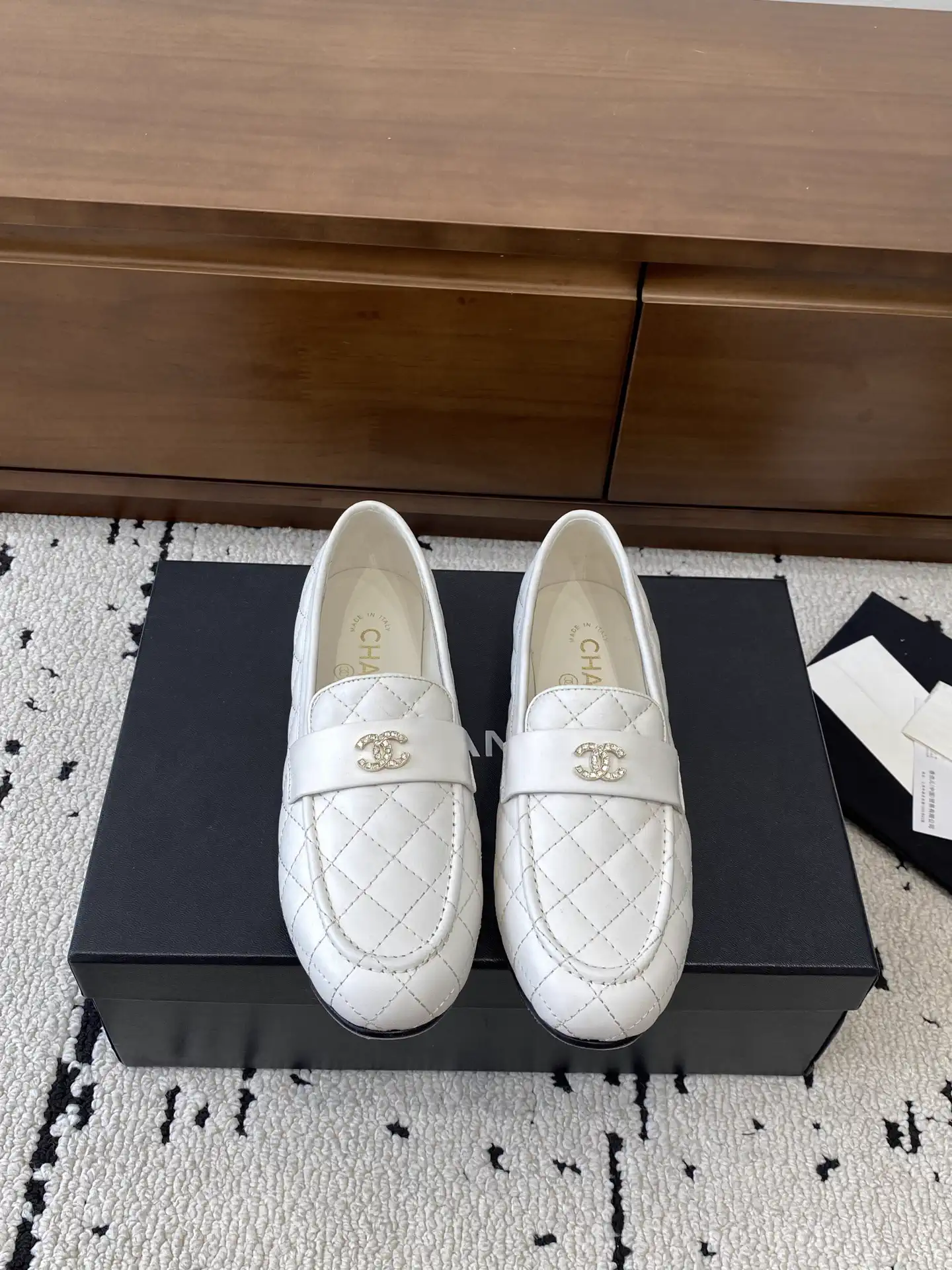 Quilted Leather Loafer Flats with CC Logo image 1