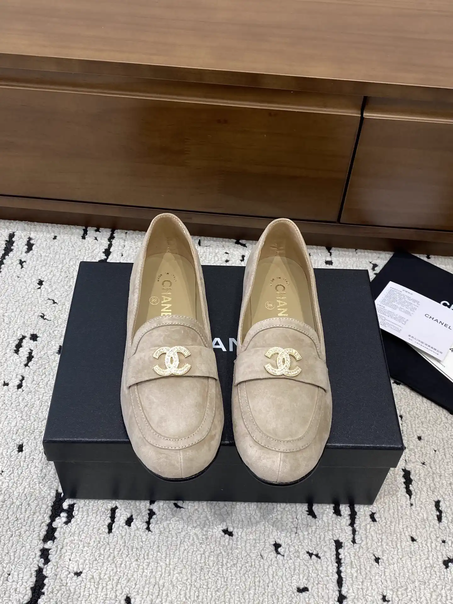 Women's Suede Loafers with CC Logo Accent image 1