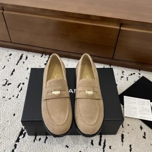 Suede Loafer Shoes with Gold Accent image 1