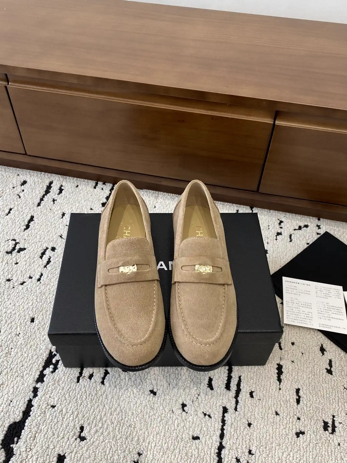 Suede Loafer Shoes with Gold Accent image 1