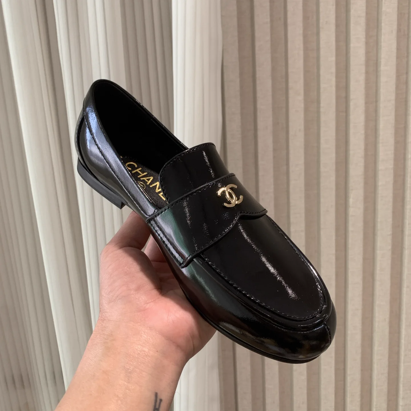 CHANEL Double C Rhinestone Buckle Loafers image 1
