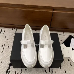 White Cutout Mary Jane Loafers image 1