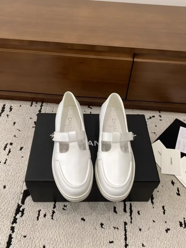 White Cutout Mary Jane Loafers image 1