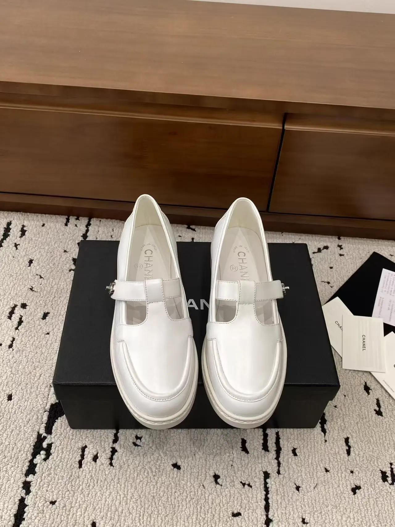 White Cutout Mary Jane Loafers image 1