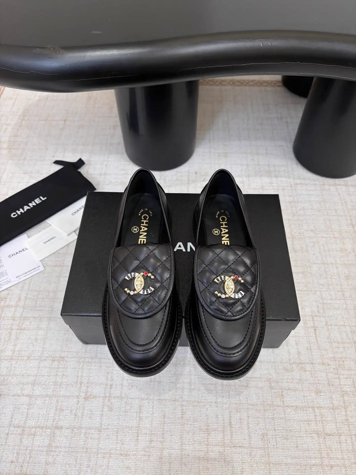 Quilted Leather Loafers with Decorative CC Buckle image 1