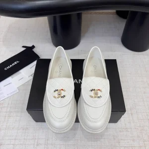 Quilted Loafer Shoes with Decorative Buckle image 1