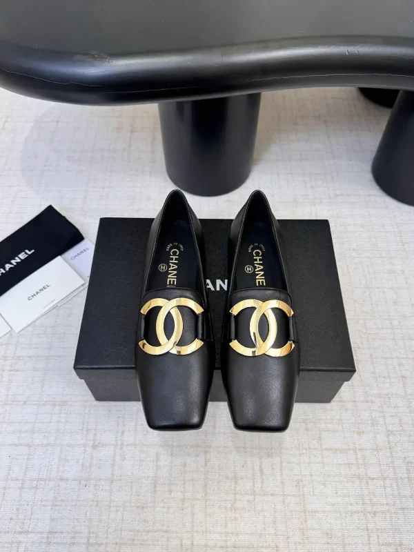 CHANEL Square Toe Loafers with Gold Hardware image 1