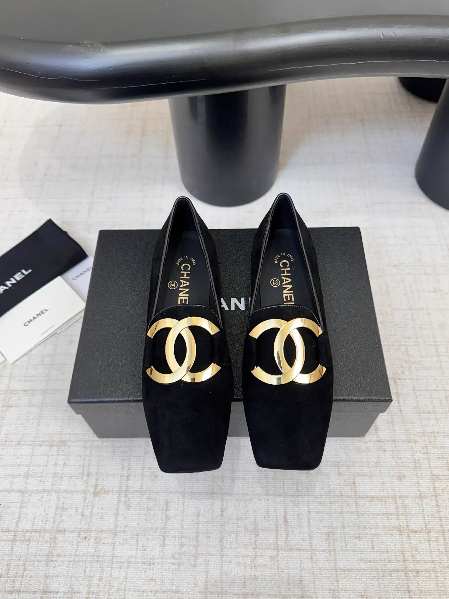 Square Toe Loafers with Gold Interlocking Buckle image 1