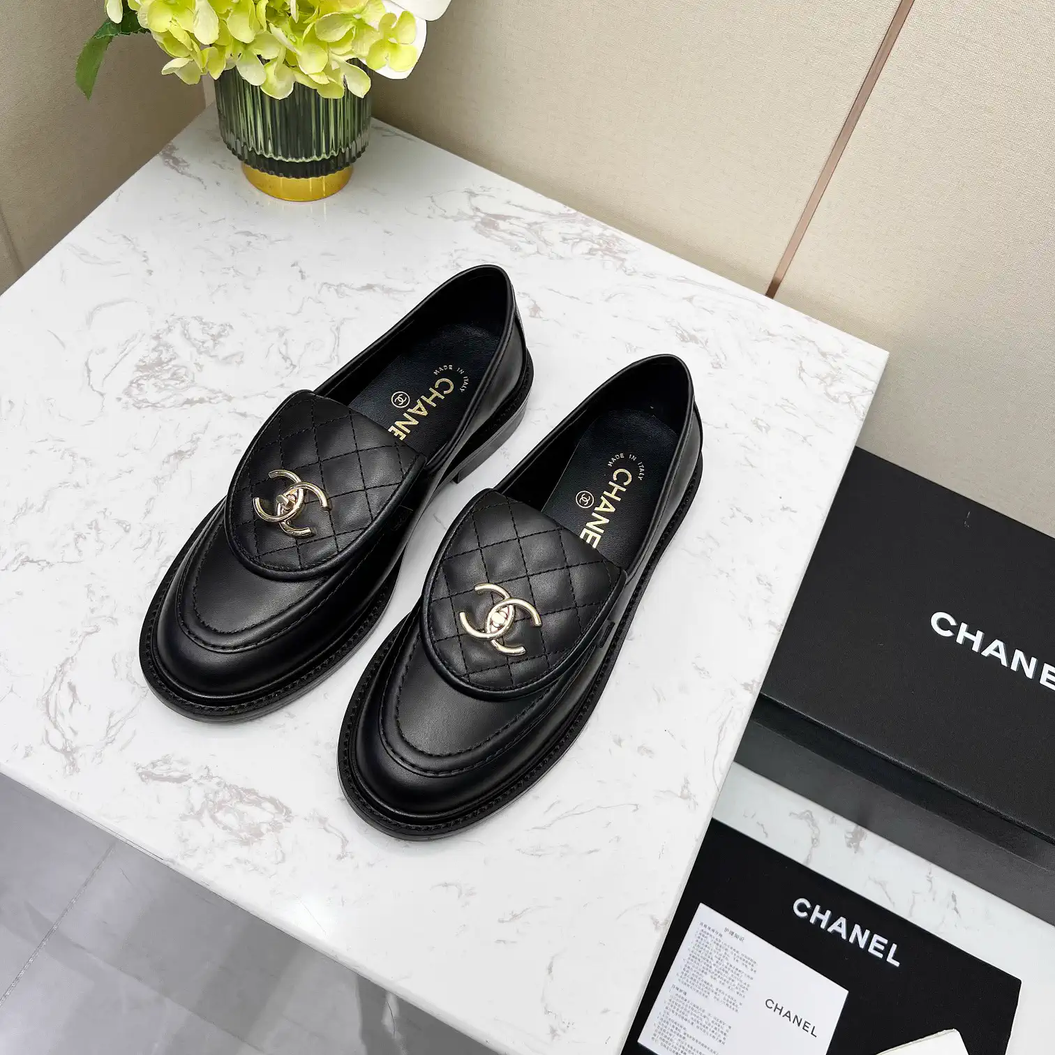 CHANEL Quilted Leather Loafers with CC Buckle image 1