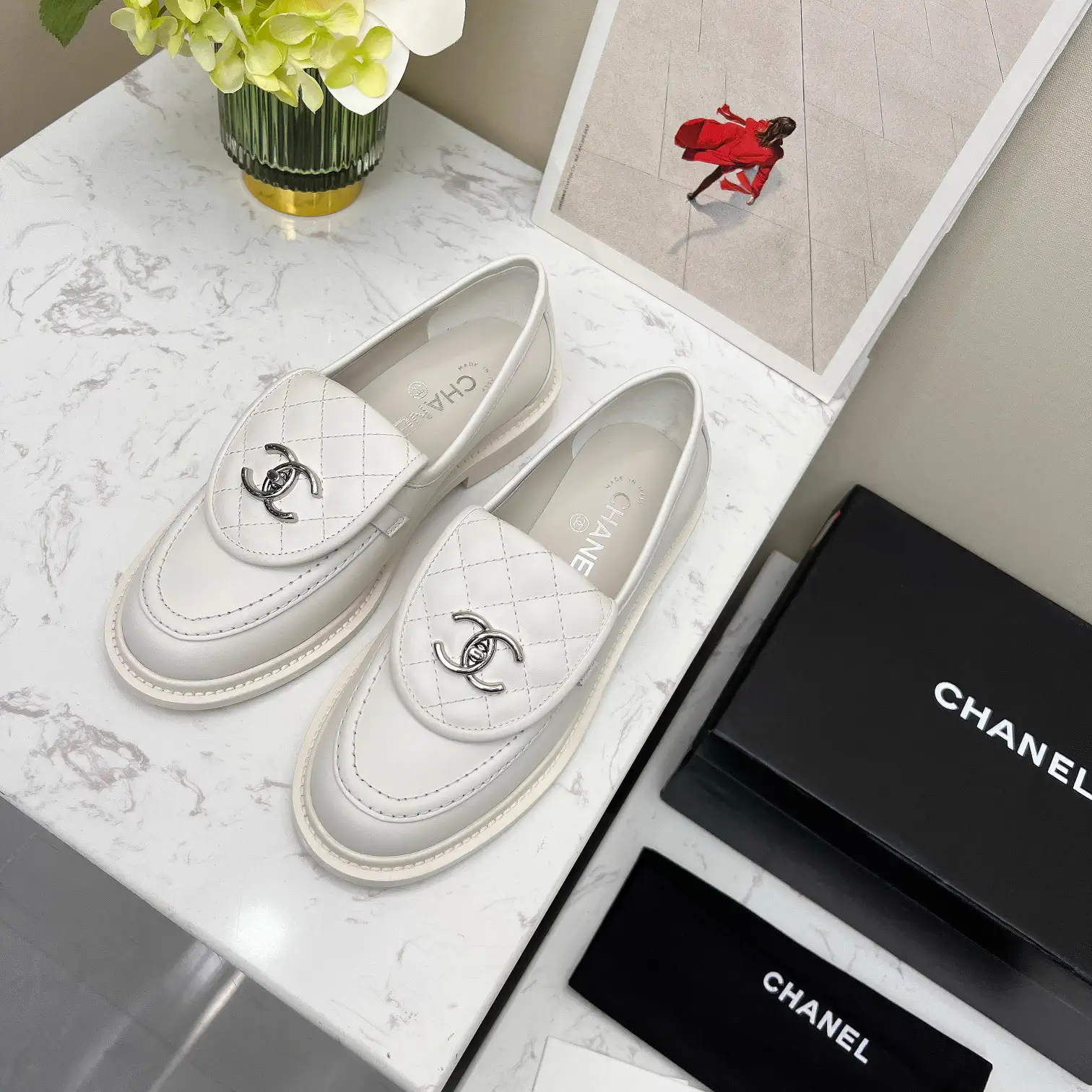 Quilted Leather Loafers with Interlocking Buckle image 1