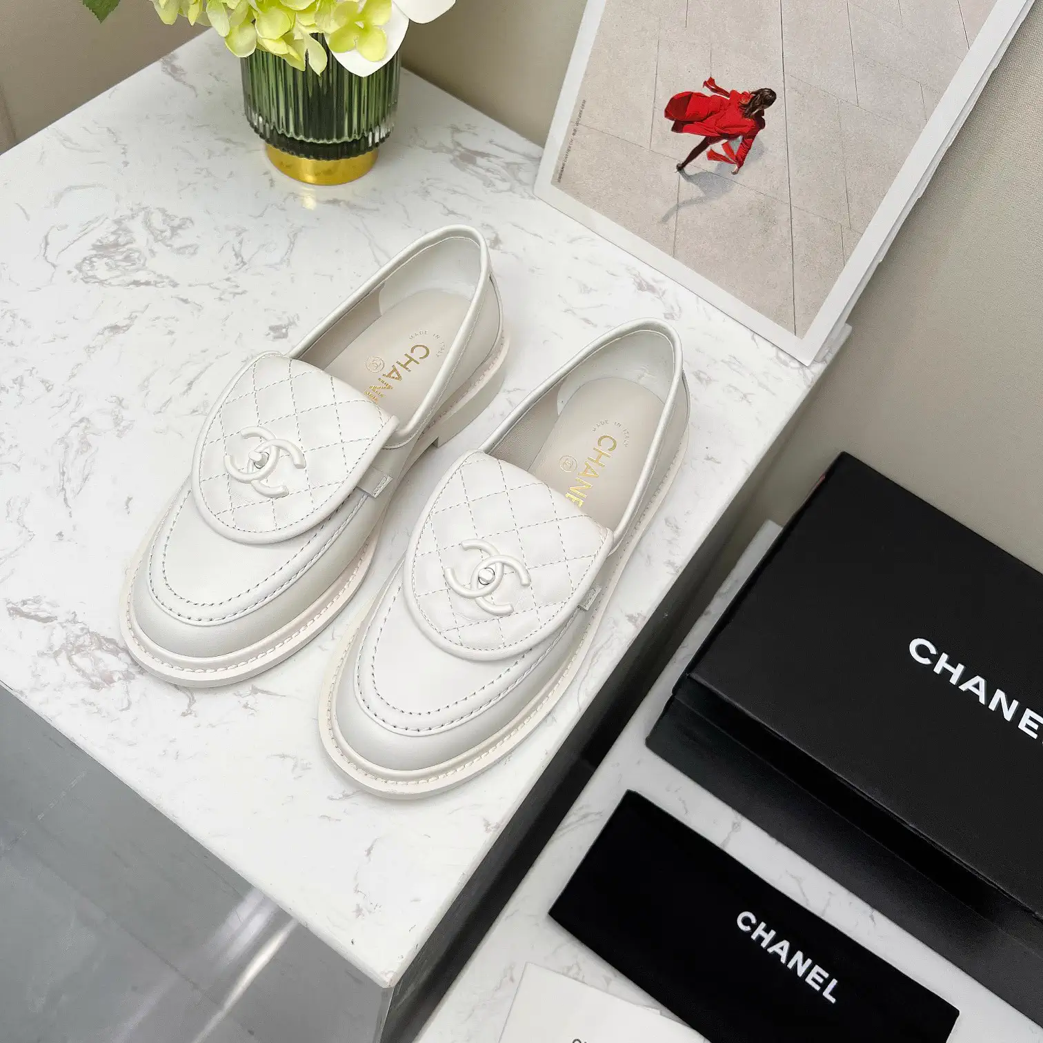 CHANEL Quilted Leather Loafers with CC Logo image 1