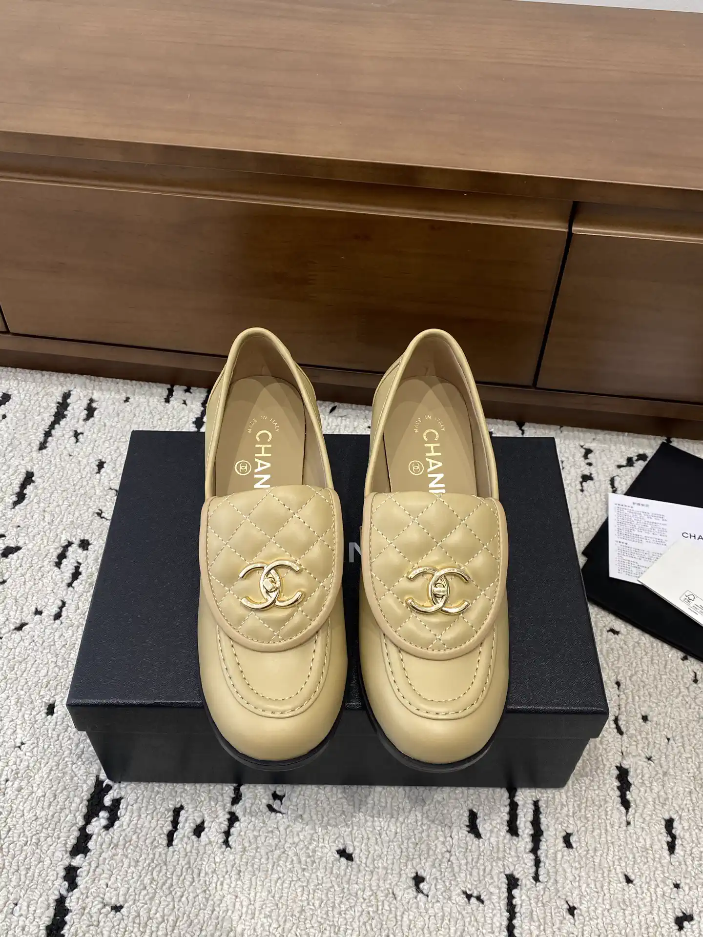 Quilted Leather Loafers with Gold-Tone Logo image 1