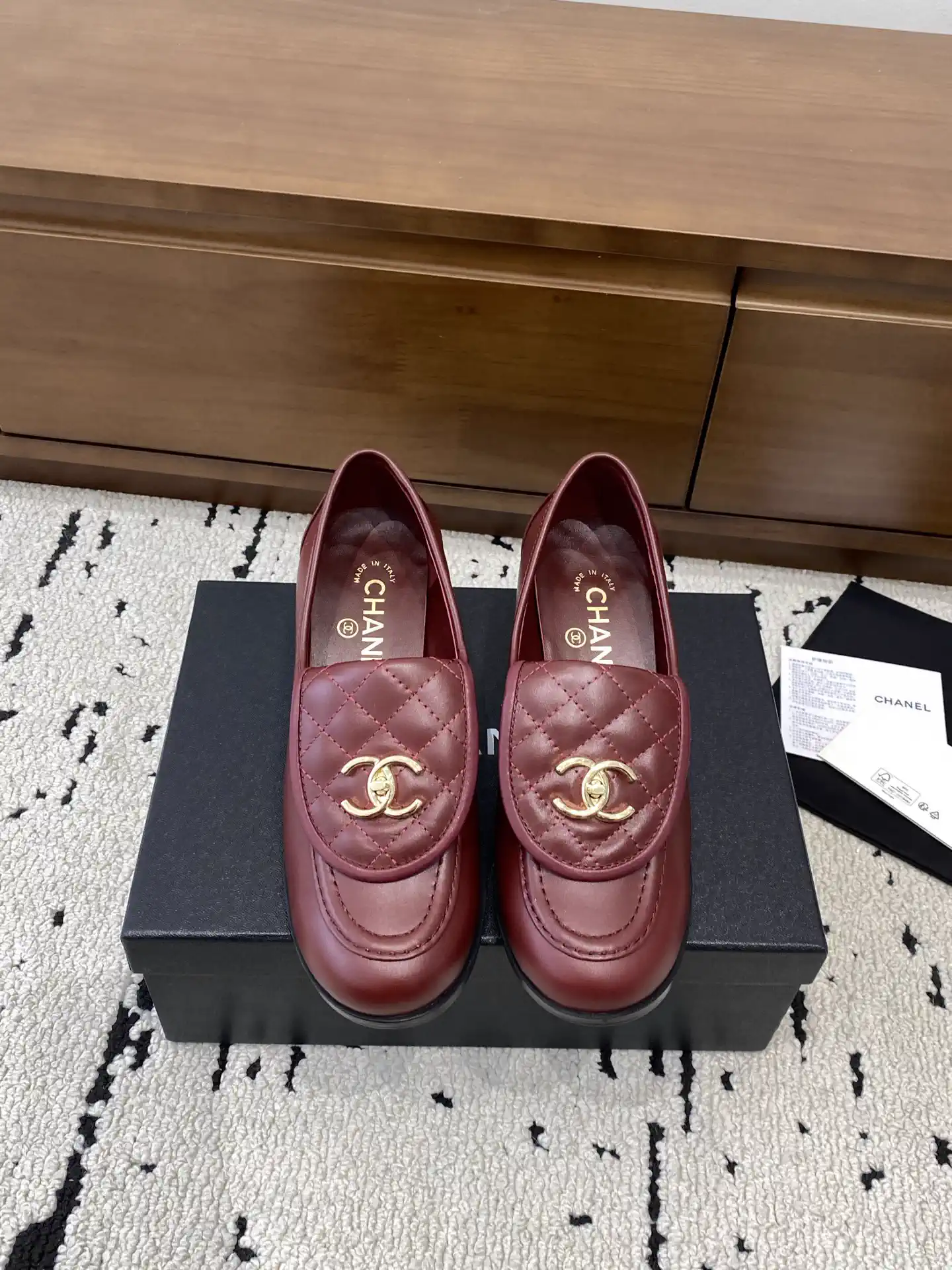 Quilted Leather Chunky Heel Loafers image 1