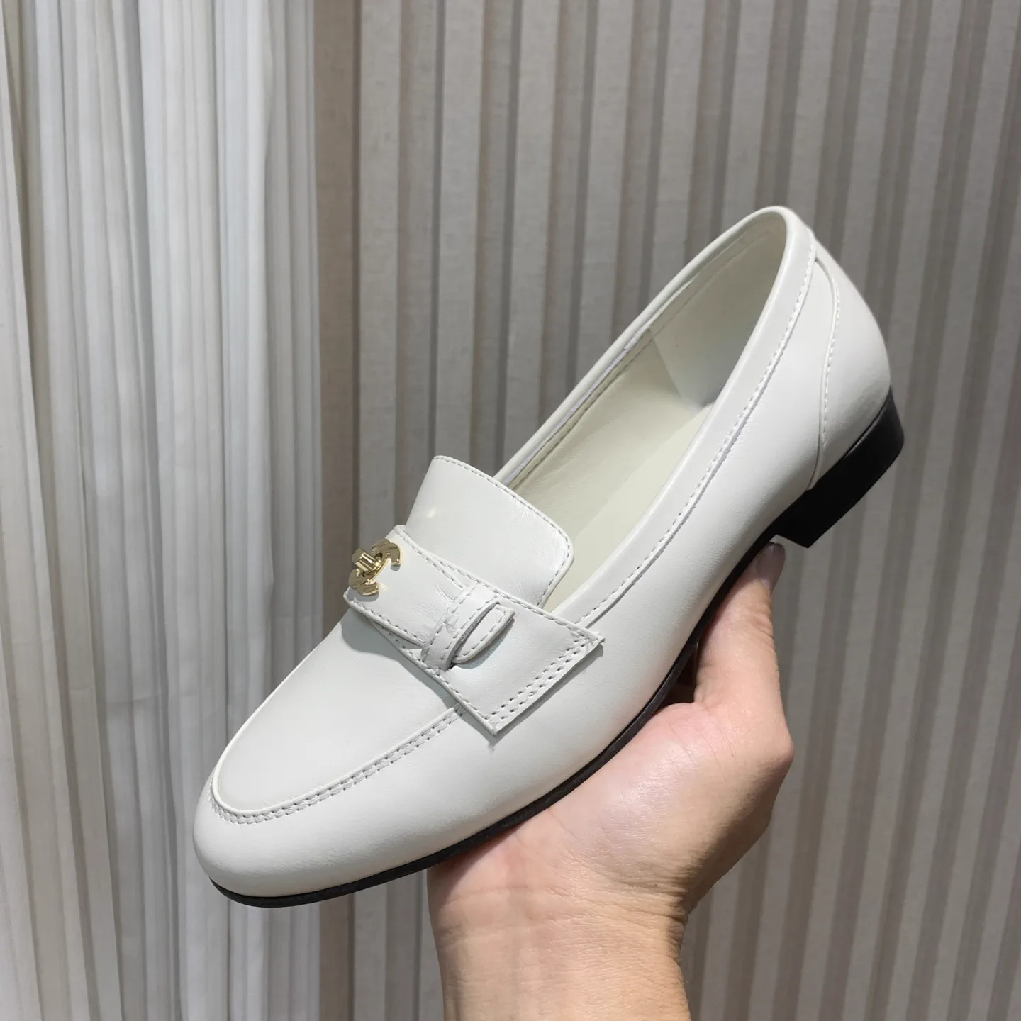 Women's Leather Loafers with Metal Logo Accent image 1