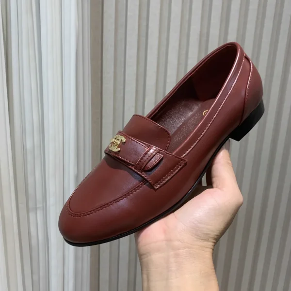 Women's Leather Loafers with Gold Logo Accent image 1